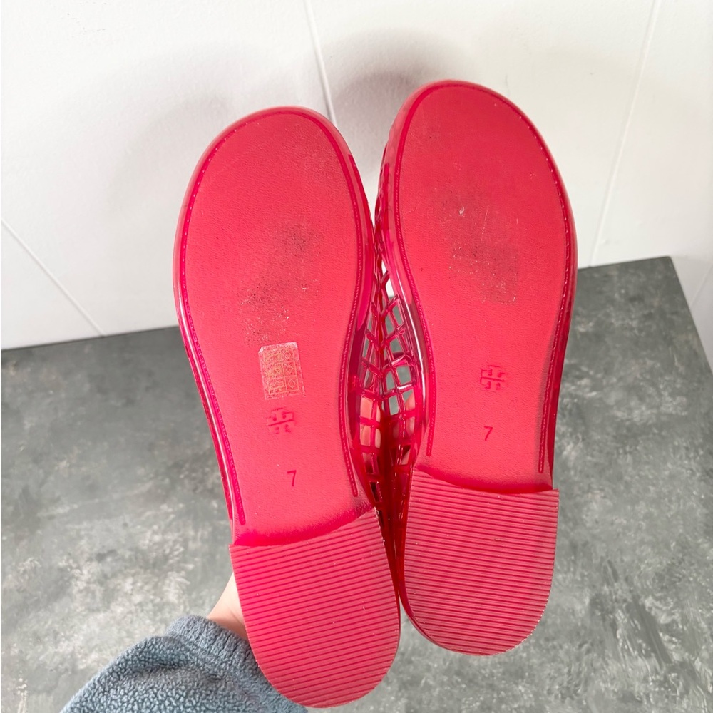 Tory Bruch Mellow Mary Jane Jelly Flat in Red Volcano size 7 new - Picture 5 of 8